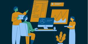 graphic of employees at computer