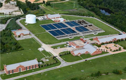 Aerial photo of the Griffith Drinking Water Treatment Plant in Lorton VA