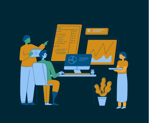 graphic of employees at computer
